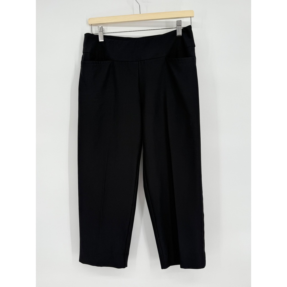 Tail Sz 10 Black Cropped Wide Leg Athletic Pants Womens Elastic Waist Capri